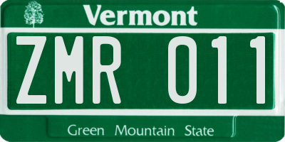 VT license plate ZMR011