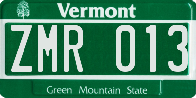 VT license plate ZMR013