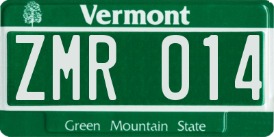 VT license plate ZMR014