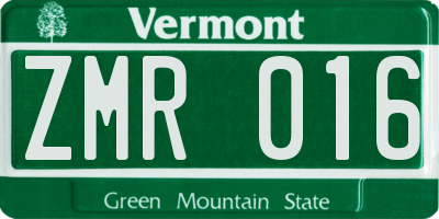 VT license plate ZMR016