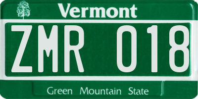 VT license plate ZMR018