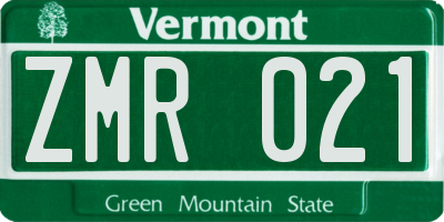 VT license plate ZMR021