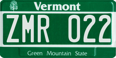 VT license plate ZMR022