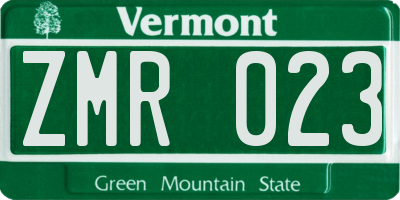 VT license plate ZMR023