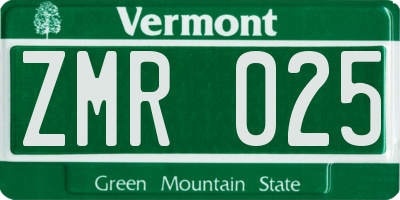 VT license plate ZMR025
