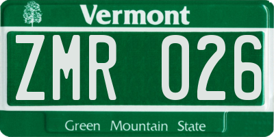 VT license plate ZMR026