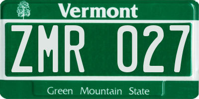 VT license plate ZMR027