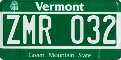 VT license plate ZMR032