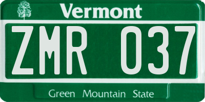 VT license plate ZMR037
