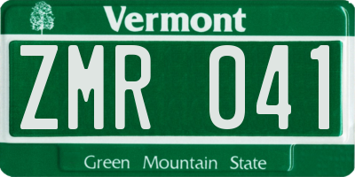 VT license plate ZMR041