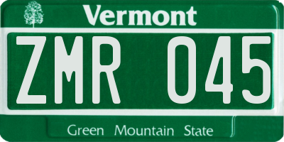 VT license plate ZMR045