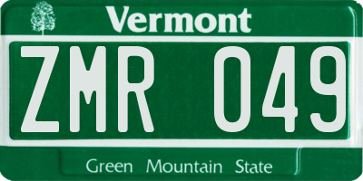 VT license plate ZMR049