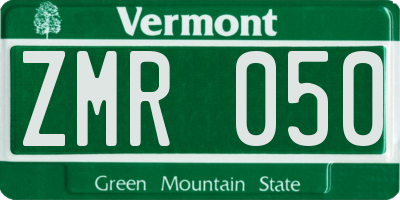VT license plate ZMR050