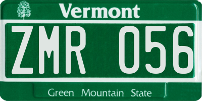 VT license plate ZMR056