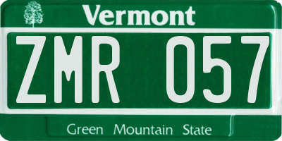 VT license plate ZMR057