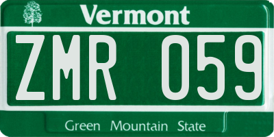 VT license plate ZMR059
