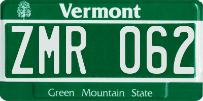 VT license plate ZMR062