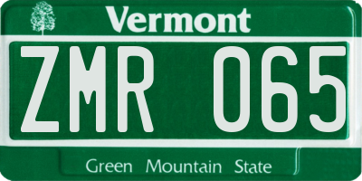 VT license plate ZMR065