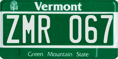 VT license plate ZMR067
