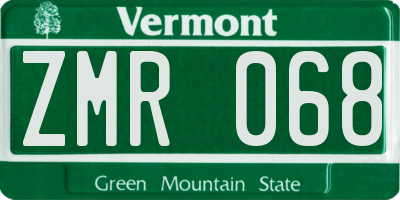 VT license plate ZMR068
