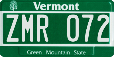 VT license plate ZMR072