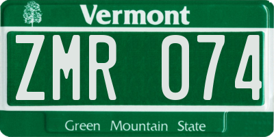 VT license plate ZMR074