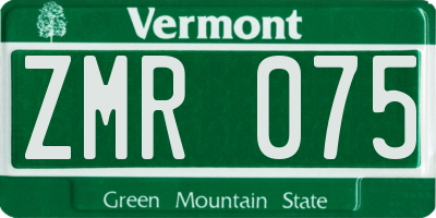 VT license plate ZMR075