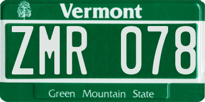 VT license plate ZMR078