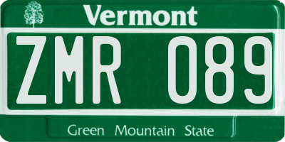 VT license plate ZMR089