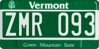 VT license plate ZMR093
