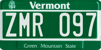 VT license plate ZMR097