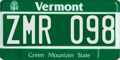 VT license plate ZMR098