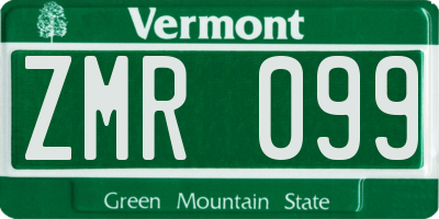 VT license plate ZMR099