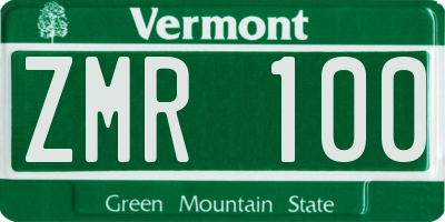 VT license plate ZMR100