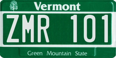 VT license plate ZMR101