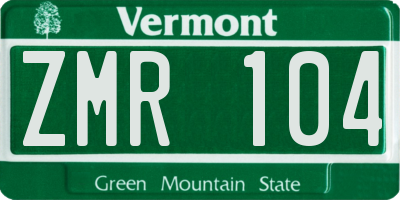 VT license plate ZMR104