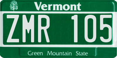 VT license plate ZMR105