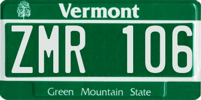 VT license plate ZMR106