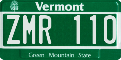 VT license plate ZMR110