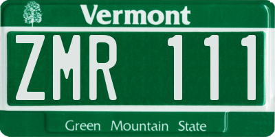 VT license plate ZMR111
