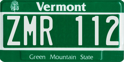 VT license plate ZMR112