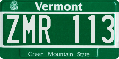VT license plate ZMR113