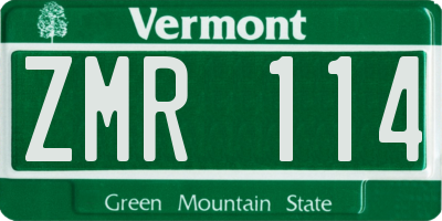 VT license plate ZMR114