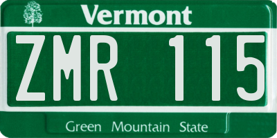 VT license plate ZMR115