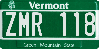 VT license plate ZMR118