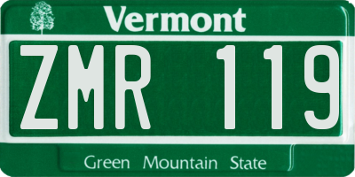 VT license plate ZMR119