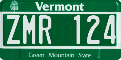 VT license plate ZMR124