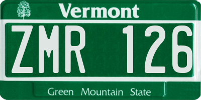 VT license plate ZMR126