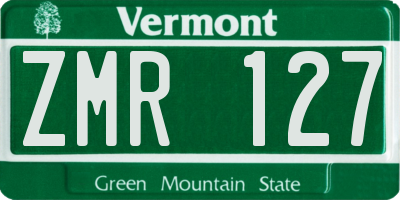 VT license plate ZMR127
