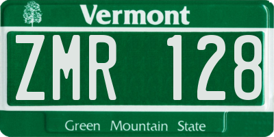 VT license plate ZMR128